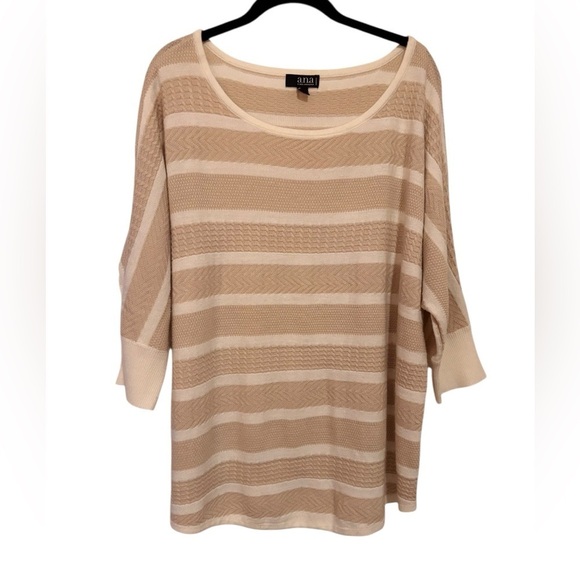 a.n.a Sweaters - a.n.a Beige and Cream Striped Sweater